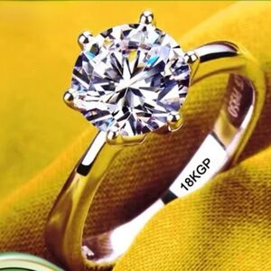 🎆18K White Gold Promise Engagement Ring Sparkling Rhinestone Stone Size 6, 7, 8